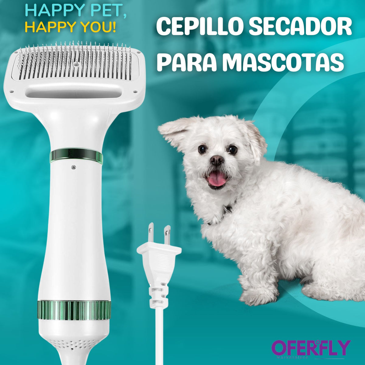 Secador y cepillo 2 en 1 para mascotas