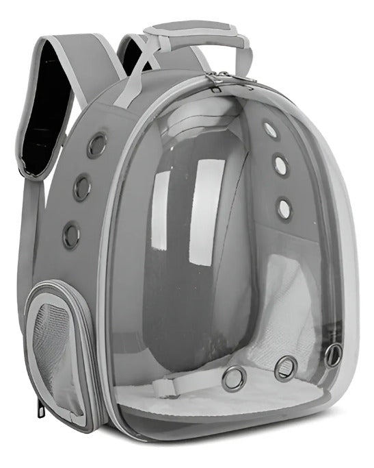 Mochila burbuja gris para gatos y perros